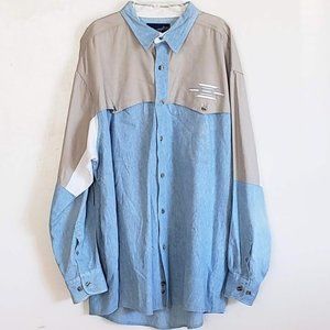Wrangler Western Men's Denim Color Block Shirt XL